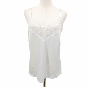 Vintage White Lace Nylon Slip Camisole Sheer Lingerie Layering 34